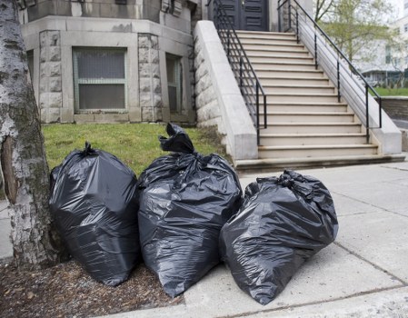 Professional waste clearance team at a construction site